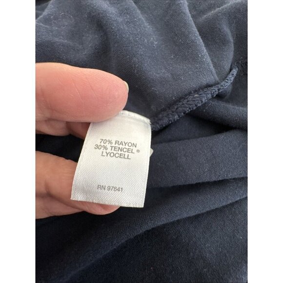 J Jill Women's L Petite Mixed Print Knit Peasant Pleated Top Blue Floral - Picture 7 of 10